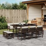 vidaXL Ensemble à manger de jardin et coussins 11 Pièces marron rotin