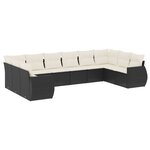 vidaXL Salon de jardin 10 Pièces avec coussins noir résine tressée