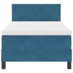 vidaXL Lit de box spring avec matelas et LED bleu foncé 90x190 cm velours