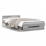 vidaXL Cadre de lit avec tiroir sans matelas sonoma gris 90x200 cm