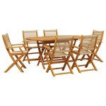 vidaXL Ensemble à manger de jardin 7Pièces beige polypropylène et bois