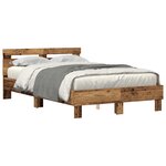 vidaXL Cadre de Lit en Bois d'Ingénierie Bois vieilli 120 x 190 cm Durable