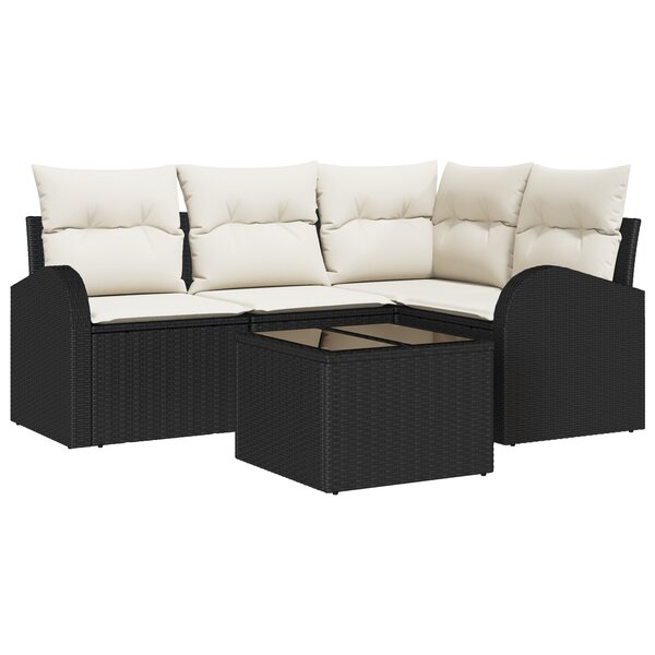 vidaXL Ensemble de canapé de jardin de 4 pièces avec coussins marron en poly rotin
