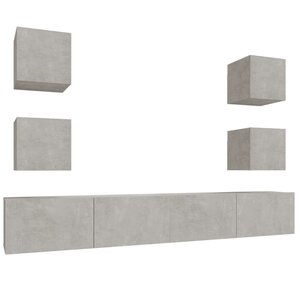 vidaXL Ensemble de meubles TV 6 Pièces Gris béton Bois d'ingénierie