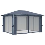 vidaXL Tonnelle avec rideau et lumières LED 4x3 m Anthracite Aluminium