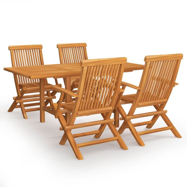 Salon de jardin meuble d'extérieur ensemble de mobilier 5 pièces bois de teck massif 02_0016576