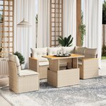 vidaXL Salon de jardin avec coussins 6 Pièces beige résine tressée