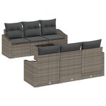 vidaXL Ensemble de canapé de jardin 7 pièces avec coussins gris en poly rattan