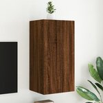 vidaXL Meuble TV mural avec lumières LED chêne marron 40 5x35x80 cm