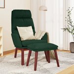 vidaXL Chaise de relaxation avec tabouret Vert foncé Tissu