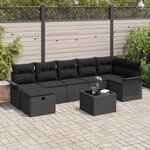 vidaXL Ensemble de canapés de jardin 8 pièces avec coussins Noir Rotin synthétique