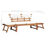 vidaXL Banc de jardin avec coussins 2-en-1 190 cm Bois solide d'acacia