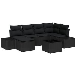 vidaXL Ensemble de canapé de jardin 7 pièces avec coussins Beige Poly Rattan