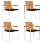 vidaXL Chaises de jardin 4 Pièces avec coussins Bois d'acacia massif