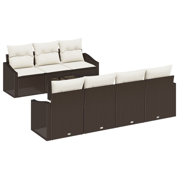 vidaXL Ensemble de salle à manger de jardin 8 pièces avec coussins en rattan poly marron