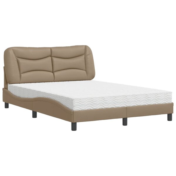 vidaXL Lit avec matelas cappuccino 140x200 cm similicuir