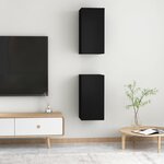 vidaXL Meubles TV 2 Pièces Noir 30 5x30x60 cm Bois d’ingénierie