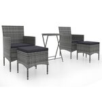 vidaXL Ensemble de bistro jardin 5Pièces Résine tressée verre trempé Gris