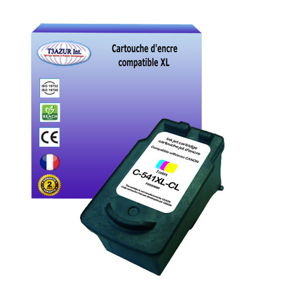 Cartouche compatible avec canon pixma ts3650 rot  ts3650 weiss  ts3650s bk remplace canon cl-541 xl couleur - t3azur
