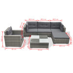 Salon de jardin meuble d'extérieur ensemble de mobilier avec coussins 6 pièces résine tressée gris 02_0018321