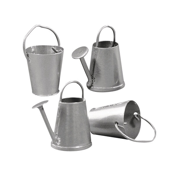 Arrosoir et seau en métal  2 types  2 - 3 cm  4 pièces