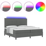 vidaXL Lit à Ressorts avec Matelas & LED Gris Foncé 200x200 cm Tissu
