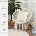 Loveuse fauteuil rond de jardin fauteuil lune papasan pliable grand confort macramé coton polyester beige