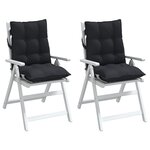 vidaXL Coussins de chaise à dossier bas lot de 2 noir tissu oxford
