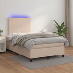 vidaXL Sommier à lattes de lit avec matelas LED cappuccino 120x190 cm