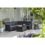 ALLIBERT by KETER - Canap‚ d'angle SanRemo Storage 6 places imitation rotin tressé avec table basse range-coussins - gris graphite