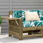 vidaXL Canapé de jardin accoudoir avec table d'appoint pin imprégné