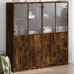 vidaXL Bibliothèque avec portes chêne fumé 136x37x142 cm