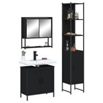 vidaXL Ensemble de meubles salle de bain 3 Pièces noir bois d'ingénierie