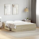 vidaXL Cadre de lit avec tiroirs sans matelas chêne sonoma 120x190 cm