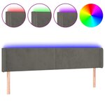 vidaXL Tête de lit à LED Gris foncé 203x16x78/88 cm Velours