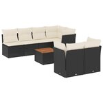 vidaXL Salon de jardin 8 Pièces avec coussins noir résine tressée