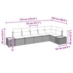 vidaXL Set de canapé de jardin 6 pièces avec coussins gris poly rotin acacia