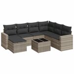 vidaXL Salon de jardin 8 Pièces avec coussins gris clair résine tressée