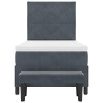 vidaXL Lit à ressorts avec matelas et banc gris foncé 90x200 cm en velours