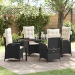 vidaXL Ensemble de jardin 5 pièces avec coussins Noir Rattan Poly