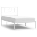 vidaXL Cadre de lit métal avec tête de lit blanc 75x190 cm