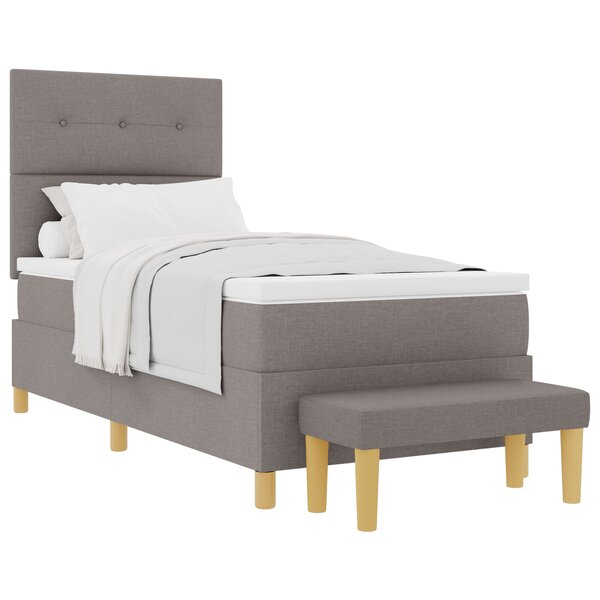 Lit Box Spring vidaXL avec Matelas & Banc Taupe 90x190 cm Tissu