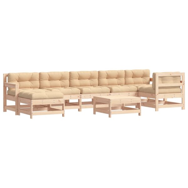 vidaXL Salon de jardin 8 Pièces avec coussins bois massif