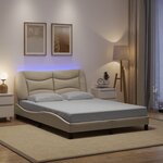 vidaXL Cadre de lit avec LED sans matelas crème 140x200 cm tissu