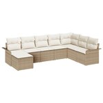 vidaXL Set de canapés de jardin 8 pièces avec coussins Beige Poly Rotin
