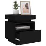vidaXL Armoire de chevet avec lumières LED noir 40x39x48 5 cm