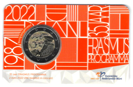 Monnaie 2 euros coincard bu pays-bas erasmus 2022