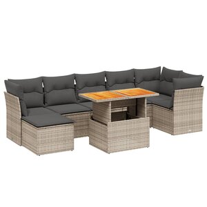 vidaXL Salon de jardin 8 Pièces avec coussins gris résine tressée