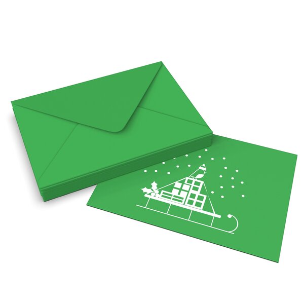Lot de 20 enveloppes de noël traîneau à neige verte profonde 162x229 mm (c5)