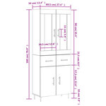 vidaXL Buffet haut Blanc 69 5x34x180 cm Bois d'ingénierie
